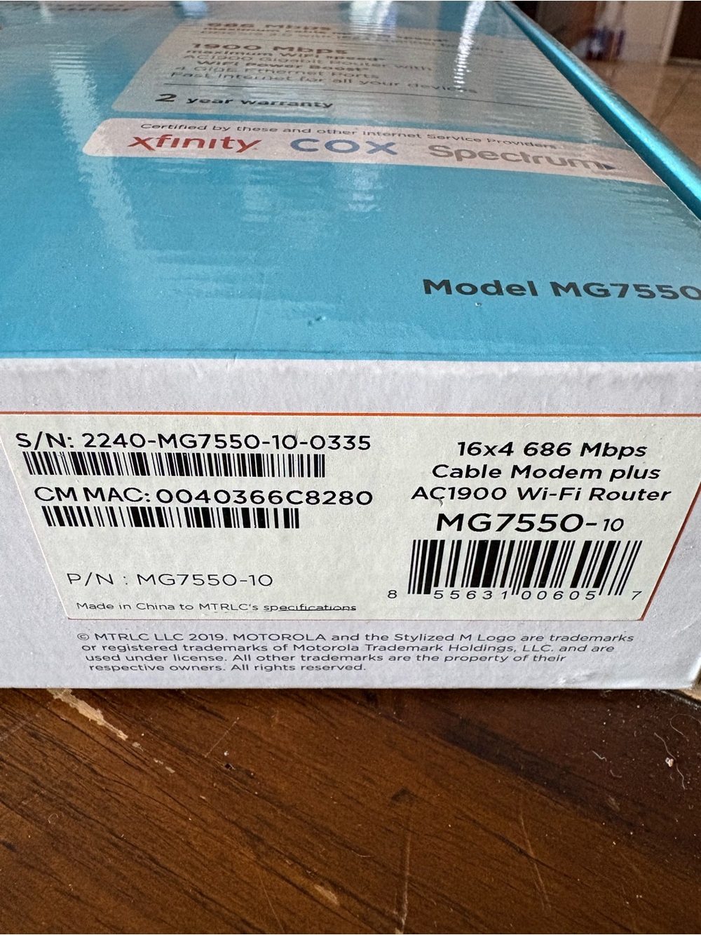 Motorola MG7550 WiFi Router / Modem - Picture 6 of 6